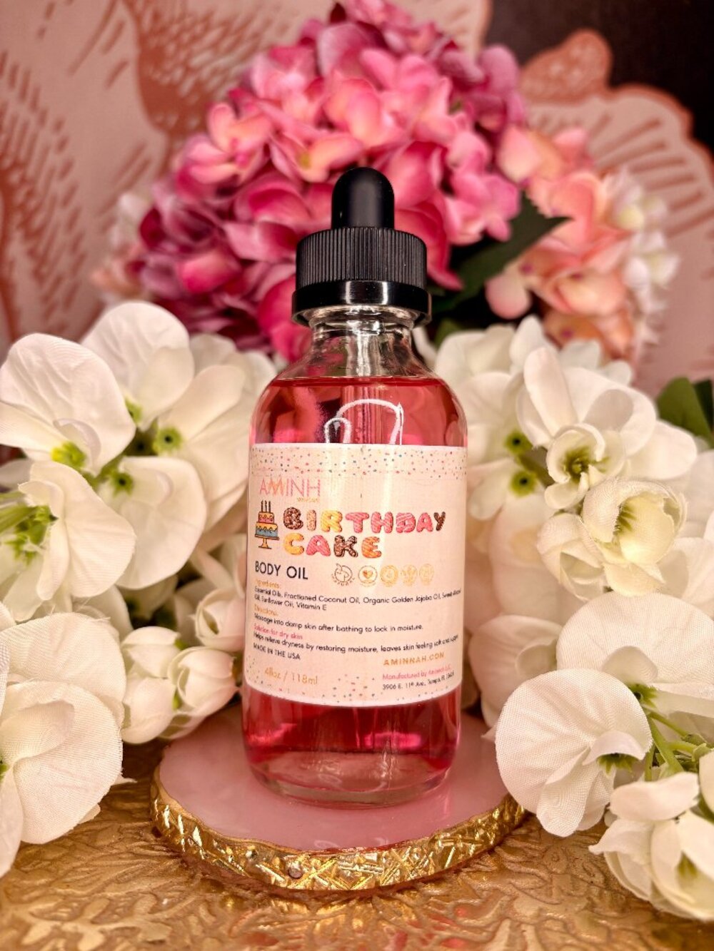 NEW AMINNAH Birthday Cake Body Oil 4 oz